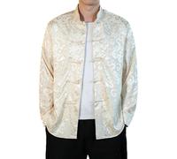 Generisch Tang Suit Chino Kung Fu Chaqueta Ropa Tradicional Abrigo de Hanfu Tai Chi Uniforme Artes Marciales Uniformes Manga Larga Ropa de Calle con Botones a Presión Moda Trachtenmode Chaqueta de