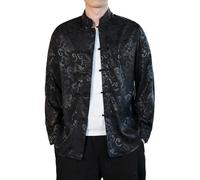 Generisch Tang Suit Chino Kung Fu Chaqueta Ropa Tradicional Abrigo de Hanfu Tai Chi Uniforme Artes Marciales Uniformes Manga Larga Ropa de Calle con Botones a Presión Moda Trachtenmode Chaqueta de
