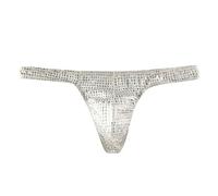Generisch Tanga de cinco colores con purpurina para hombre, seductora, ropa interior de moda para hombre con diseño brillante para actuaciones seguras, Blanco, S
