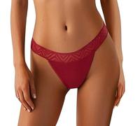 Generisch Tanga de encaje reutilizable para mujer con diseño monocolor para seducir en la vida cotidiana, rojo, XL
