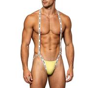 Generisch Tanga para hombre con cuello en V, tanga sin espalda, ropa interior mini lencería, bikini sexy, tanga, ropa interior erótica, ropa de playa, ropa de baño, amarillo, Talla única