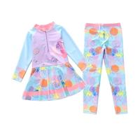 Generisch Tankini Niña Traje de baño para niña con mangas largas y bragas Rashguard, protección solar para niños y adolescentes, Light Lila3, 3-4 años