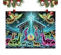 Generisch Tapiz de pared para belén de Navidad, 183 x 229 cm, decoración navideña reactiva UV, fondo festivo que en la oscuridad, para estudiantes, jóvenes adultos, planificadores de