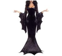 Generisch Tapiz medieval para Halloween, murciélago, bruja, disfraz de novia, vestido gótico para mascarada, disfraz de cosplay de falsificador (negro, M)