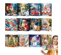 Generisch Tarjeta de felicitación de Navidad, tarjetas de Navidad - regalos para fiestas navideñas Santa Claus juego de tarjetas de colorear 5D, tarjetas de Navidad festivas, surtido de tarjetas de