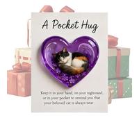 Generisch Tarjeta de felicitación | Figuras de recuerdo de gato dormido en forma de corazón,Tarjeta de mensaje emocional - Para hombres, mujeres, niños, adolescentes,