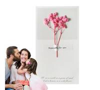 Generisch Tarjeta de flores secas hecha a mano - Flores secas Tarjetas de felicitación para el Día del Maestro, Día de la Madre | Tarjeta de invitación para cumpleaños, aniversario, marido