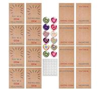 Generisch Tarjetas de felicitación de corazón, San Valentín, piedras de corazón, 12 unidades, para cumpleaños, vacaciones, escuela, clase, oficina, viajes, niños, amigos y niñas