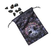 Generisch Tarot Cartas - Bolsa de franela de tarot con cordón con patrón de luna, almacenamiento para tarjetas y accesorios, organizador de cubierta de oráculo para dados de runas, gemas, lectura de