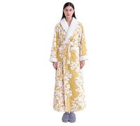 Generisch Taubert Bata de mujer de felpa Bathrobe Fuzzy House Coat Pattern Ropa de dormir Mujer Seda, amarillo, 3XL