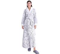 Generisch Taubert Bata de mujer de felpa Bathrobe Fuzzy House Coat Pattern Ropa de dormir Mujer Seda, gris, M