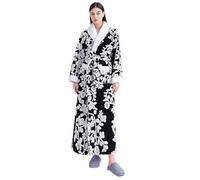 Generisch Taubert Bata de mujer de felpa Bathrobe Fuzzy House Coat Pattern Ropa de dormir Mujer Seda, Negro , M
