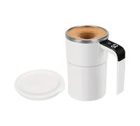 Generisch Taza de café automática con tapa, indicador de temperatura y mezclador magnético recargable, taza de café Lazy de 380 ml, material ABS y acero inoxidable, para bebidas de leche de cumpleaños
