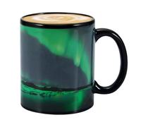 Generisch Taza de café, cerámica con calor, diseño Northern Lights (350 ml, 3,74 x 3,15 pulgadas, 390 g), color cambiante, taza sensible a la temperatura fría, ideal para niños, niñas, hombres
