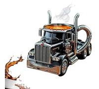 Generisch Taza de café hecha a mano, 11 onzas, semiremolque, taza de café creativa de acero inoxidable, regalo novedoso para conductores de camiones, tazas de café y té (negro)