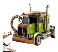 Generisch Taza de café hecha a mano, taza de café de acero inoxidable, taza de café creativa de acero inoxidable, regalo novedoso para conductores de camiones, café y té (verde claro)