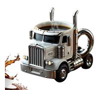 Generisch Taza de café hecha a mano, taza de café de acero inoxidable, taza de café creativa de acero inoxidable, regalo novedoso para conductores de camiones, tazas de café y té (plata)