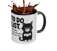 Generisch Taza de café para gatos, divertida lista de tareas y gatos, reutilizable, taza térmica caliente y fría