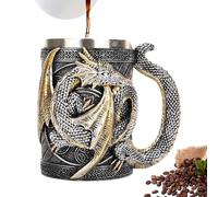 Generisch - Taza de café - Taza de dragón 3D, jarra de bebidas de fantasía | Jarra interior de acero inoxidable, diseño de arte medieval, soporte para bebidas, novedoso colector de exhibición para