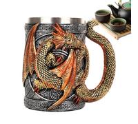 Generisch - Taza de café - Taza de dragón 3D, jarra de bebidas de fantasía | Jarra interior de acero inoxidable, diseño de arte medieval, soporte para bebidas, novedoso colector de exhibición para