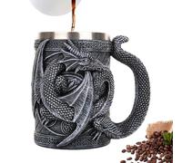 Generisch - Taza de café - Taza de dragón 3D, jarra de bebidas de fantasía | Jarra interior de acero inoxidable, diseño de arte medieval, soporte para bebidas, novedoso colector de exhibición para