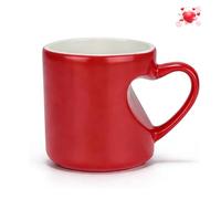 Generisch Taza de cerámica con forma de corazón (325 ml) con cambio de color, con forma de corazón que cambia de color, imagen oculta aparece en bebidas calientes, ideal para San Valentín, cumpleaños