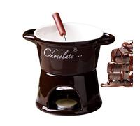 Generisch Taza de Fondue de Chocolate Individual - Taza de cerámica con tenedor | Juego de fondue dulce hecho a mano para cumpleaños, citas, bodas, incluye vela