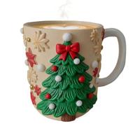 Generisch Taza de Navidad - Resina, 12 x 10 x 8,5 cm, diseño festival | Elk & Tree Holiday Drinkware, Decorative Christmas Mug for Tea, Café, Juice, Office, Home, Parties, Seasonal Decor