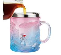 Generisch Taza de té - Taza de agua 3D de 200 ml con relieve extraterrestre - Divertida taza con borde de acero inoxidable para café, para desayuno, mañana, noche, , hogar, cocina, viajes