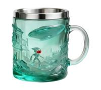 Generisch Taza de té - Taza de agua 3D de 200 ml con relieve extraterrestre, divertida taza con borde de acero inoxidable para café, para desayuno, mañana, noche, , hogar, cocina, viajes