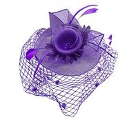 Generisch Tea Boda Plumas Mujeres Clip Malla Diadema Accesorios Sombrilla 55, morado, Talla única