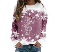 Generisch Teen S Casual Treble Snow Estampado Navidad Cuello Redondo Manga Larga Sudadera Top Niñas, morado, XL
