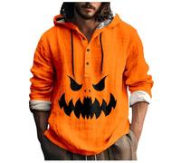 Generisch Tema de Halloween estampado masculino, cuello redondo casual, patrón de manchas de sangre, talla grande, estampado de camisas, monocolor, sudadera con capucha para hombre, camisa de arena
