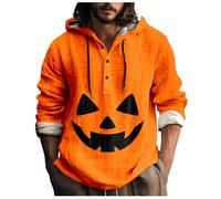 Generisch Tema de Halloween estampado masculino, cuello redondo casual, patrón de manchas de sangre, talla grande, estampado de camisas, monocolor, sudadera con capucha para hombre, camisa de arena