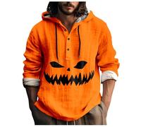 Generisch Tema de Halloween estampado masculino, cuello redondo casual, patrón de manchas de sangre, talla grande, estampado de camisas, monocolor, sudadera con capucha para hombre, camisa de arena
