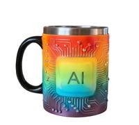 Generisch Tema de la tecnología Taza de café | Tema de tecnología en forma de chip Novedad Bar Vajilla - Taza de acero inoxidable | Para Pesca Senderismo Camping Hogar Whisky Té