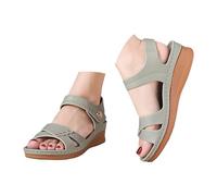 Generisch Temporada 2027: sandalias de suela gruesa, puntera abierta y hebilla en el tobillo para una comodidad casual de verano y estilo diario, verde, 39 EU