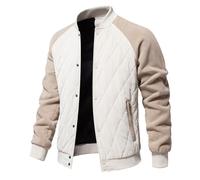 Generisch Teure Herren Jacken 2024 Herbst Neue Herren Jacke Casual Oberbekleidung Mode Farbe Blockiert Raglan Softshelljacke Damen (Beige, M)