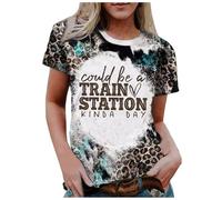 Generisch The Best Tunika - Camiseta elegante para mujer con texto en inglés "Could be a Train Station Kinda Day", azul celeste, XXL