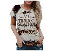 Generisch The Best Tunika - Camiseta elegante para mujer con texto en inglés "Could be a Train Station Kinda Day", caqui, XXL