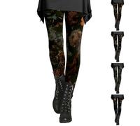 Generisch Thermoleggings Damen Winter blickdicht YogaLeggings High Waist bunt Yogahose Vintage Winterleggins Baumwolle Pyjamahose Winter Weihnachts-Hose Sportleggins lang warm Strumpfhose Jogginghose