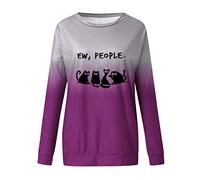 Generisch Tie-Dye Long Tops Sleeve Womens Casual Suelta Sudadera Suave Mujer Camisetas Viscosa Camisa Mujer, morado, XL