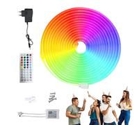 Generisch Tira de luz, mando a distancia con música activa, banda de luz ajustable, 5 metros, resistente al agua, para salón, dormitorio, fiesta, celebraciones, eventos, bares, exteriores