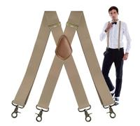 Generisch Tirantes para hombres y personas mayores - Tirantes resistentes para tallas grandes - Tirantes ajustables para jeans, accesorio de moda para ocasiones y trabajo, crema, Siehe Beschreibung