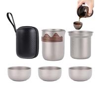 Generisch Titan Kung Fu Juego de té - Juego de vajilla de té para exteriores, con doble capa, para camping, picnic, viaje por carretera, jardín, patio trasero, parque, , concierto al aire libre