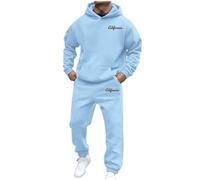 Generisch Título del producto para tu juego de sudadera con capucha Border Streetwear que contiene directrices "Unisex Streetwear Fleece Hoodie Set con estampado sudadera retro para hombre, azul