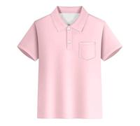 Generisch Título del producto por categoría de producto Tops - Polo informal a rayas con bolsillo para manga corta uso diario Ropa informal adecuada para adolescentes, Rosa., 7-8 años