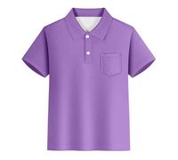 Generisch Título del producto por categoría de producto Tops - Polo informal a rayas con bolsillo para manga corta uso diario Ropa informal adecuada para adolescentes, morado, 3-4 años