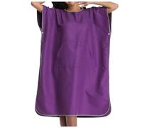 Generisch Toalla de microfibra con capucha para mujer, absorbente, de secado rápido, albornoz para la playa, para adultos, toalla de baño doble de terciopelo, capa, morado, Talla única