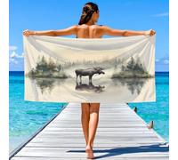 Generisch Toalla de playa realista país - toalla de baño americana tranquila sencilla y fresca animales alce - secado rápido & ultraligera y sin arena toalla de playa toalla de microfibra suave 180 x